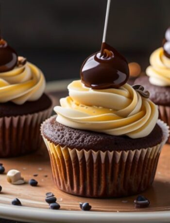 Cupcakes de vainilla con frosting de chocolate