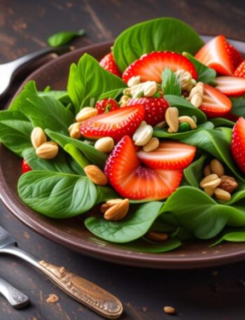 Ensalada de espinacas con fresas y nueces