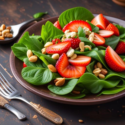 Ensalada de espinacas con fresas y nueces