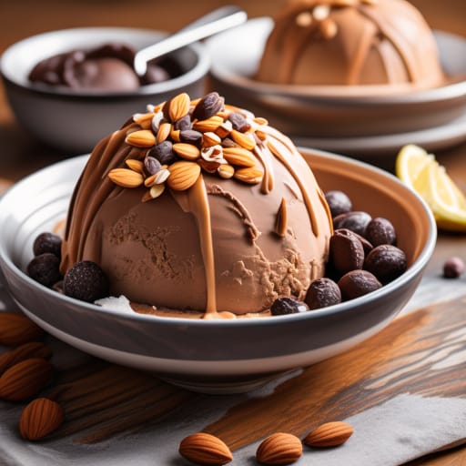 Helado de chocolate y almendras