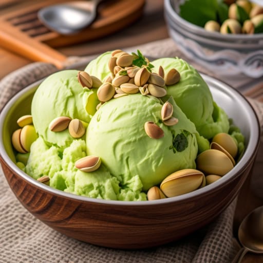 Helado de pistacho casero