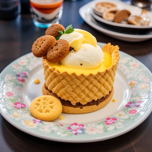 Helado de vainilla con galletas