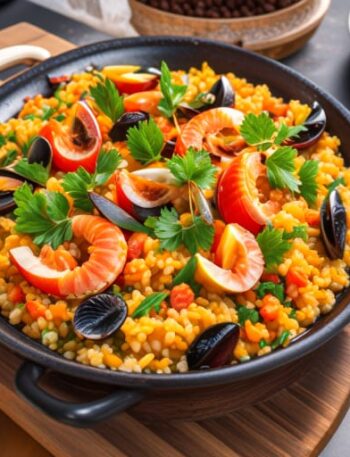 Paella con mariscos