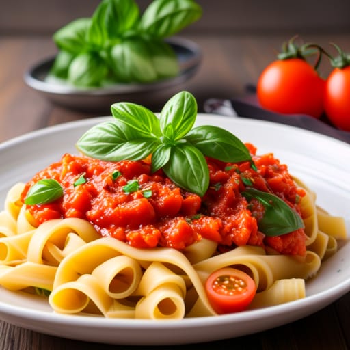 Pasta con salsa de tomate y albahaca