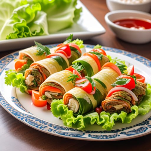Rollitos de lechuga con ternera y verduras