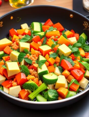 Salteado de verduras con tofu