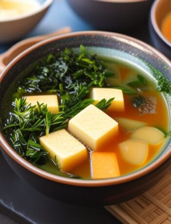 Sopa miso con tofu y algas