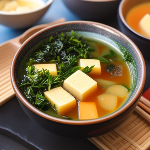 Sopa miso con tofu y algas