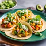 Tacos de coliflor con salsa de aguacate