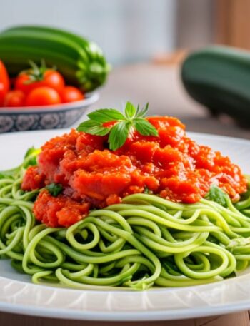 Zoodles (Fideos de Calabacín) con Salsa de Tomate Casera