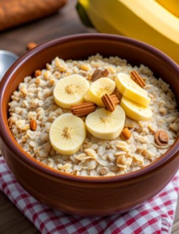 Avena cocida con plátano y canela