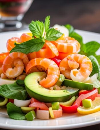 Ceviche de gambas con aguacate