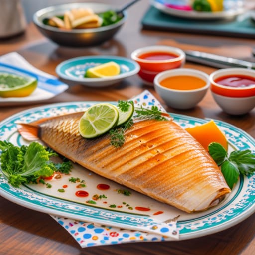 Pescado al vapor con hierbas
