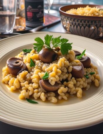 Risotto de champiñones y trufas