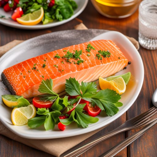 Salmón al horno con costra de hierbas